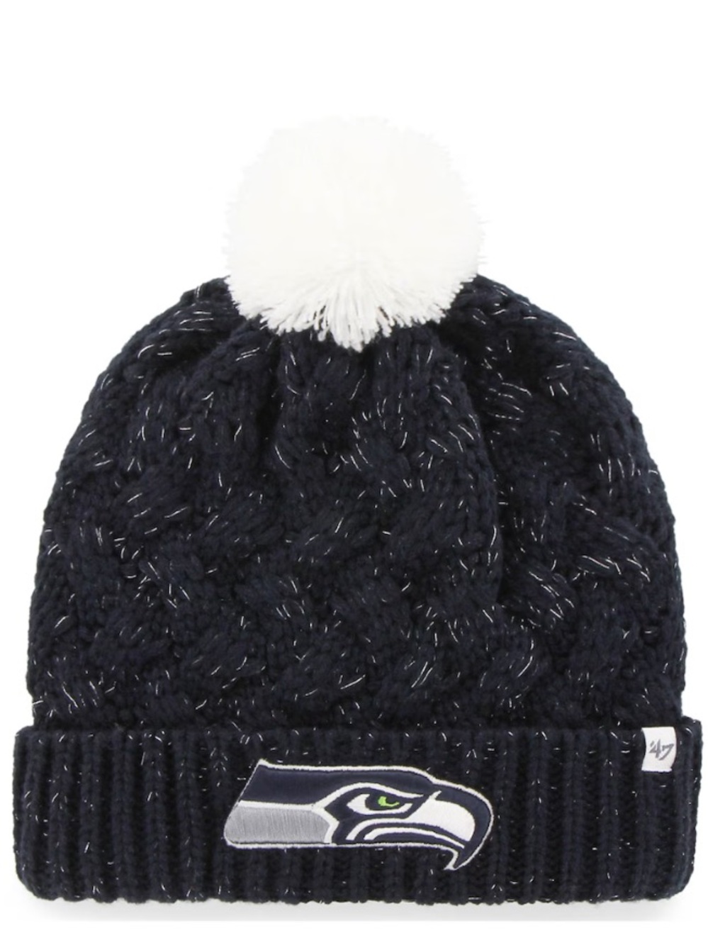Seattle Seahawks '47 Women's Fiona Logo Cuffed Knit Hat with Pom